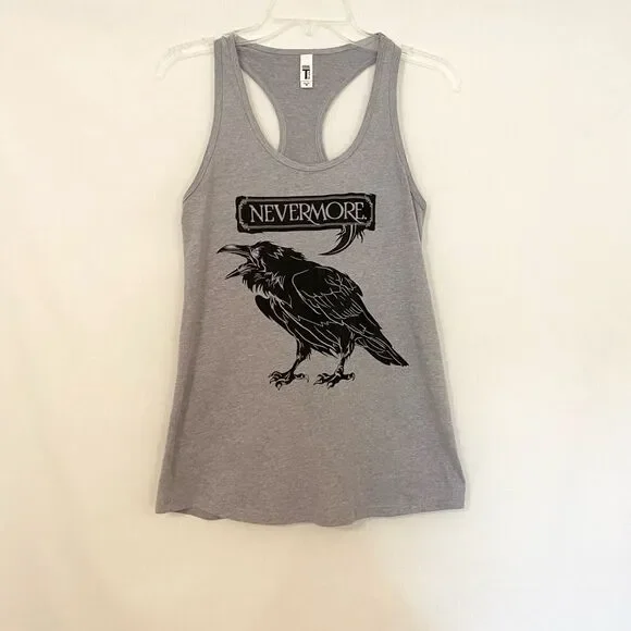 Grey Racerback Tank Top size M. Never more Raven - Picture 1 of 2